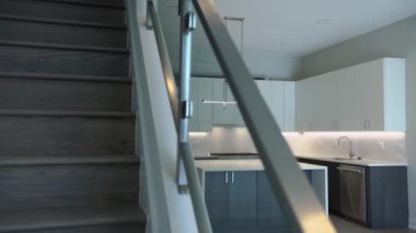 modern lüks mutfak, iç yürümek-den geçerek, sabit cam, minimalist tasarım