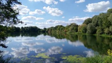 low flight from the shore onto the lake / river