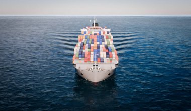 Container ship on the high seas - 3D illustration