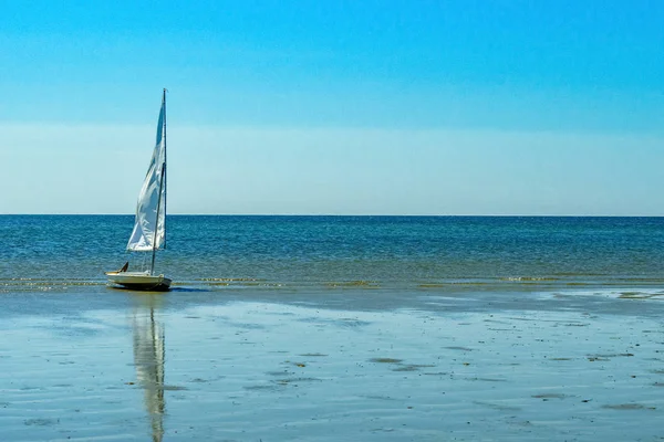 Yacht and Beautiful landscape of ocean beach Cape cod Massachusetts US