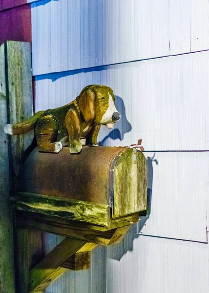 Cão Madeira Caixa Correio Provincetown Cape Cod Massachusetts Brasil — Fotografia de Stock