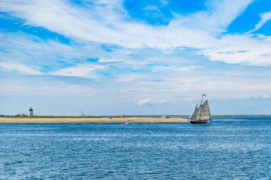 Wo-direkli yat ve güzel manzara okyanus plaj Cape cod Massachusetts bize