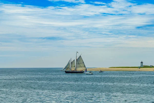 Горе Щоглових Яхт Красивий Краєвид Океані Пляжу Cape Cod Массачусетс — стокове фото