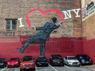 New York City, Manhattan, Amerika Birleşik Devletleri - Ağustos, 2018 grafiti, Ny seviyorum.