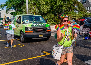 Provincetown, Massachusetts Us - 22 Ağustos 2019 Yürüyenler 