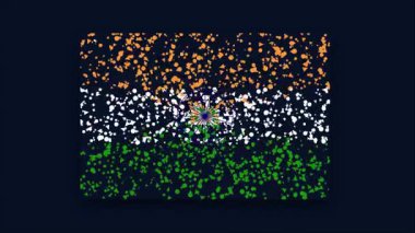 Safran, beyaz, yeşil ve Ashoka çakrası içeren grunge desenli Hint ulusal bayrağının canlandırılmış soyut arkaplanı. Bağımsızlık Günü için mükemmel, Cumhuriyet Günü, vatansever kutlamalar, kültürel projeler, ve yaratıcı 