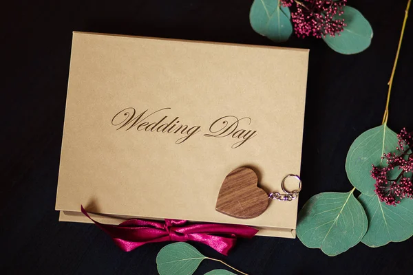 Craft Paper Box Photos Wedding Day — Stock Photo, Image