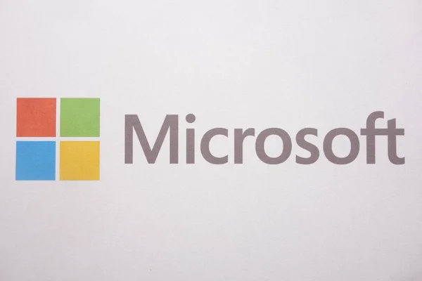 Konskie Polónia Maio 2018 Logotipo Marca Microsoft Folha Papel — Fotografia de Stock