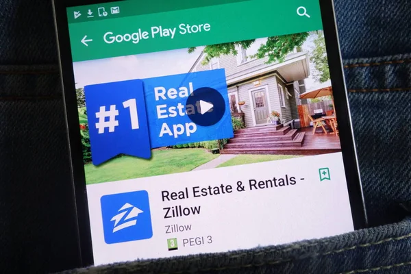 Konskie Polen Juni 2018 Zillow Immobilien App Auf Google Play — Stockfoto