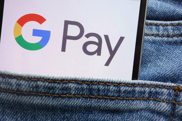 Konskie Польща Червня 2018 Логотип Google Pay Відображається Смартфоні Приховані — стокове фото