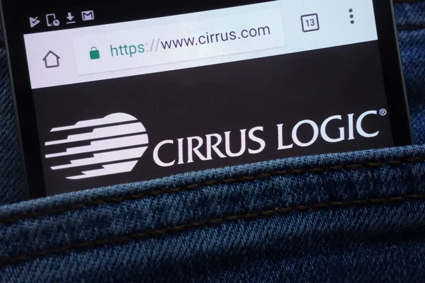 Konskie Polen Juni 2018 Cirrus Logic Webseite Auf Smartphone Jeanstasche — Stockfoto