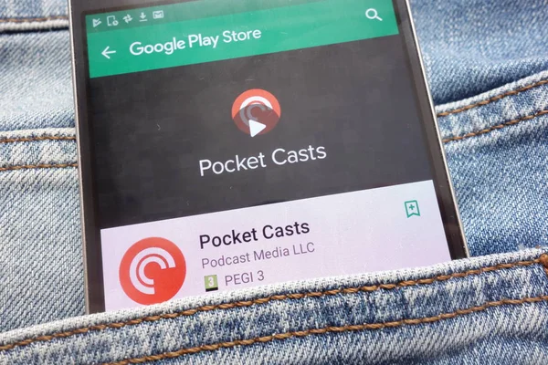 Konskie Polen Juni 2018 Pocket Casts App Auf Google Play — Stockfoto