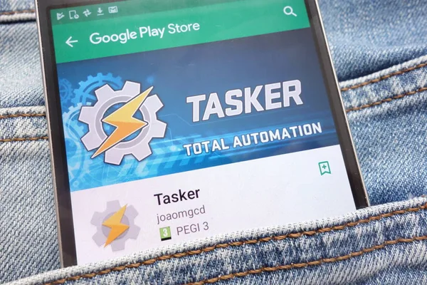 Konskie Polen Juni 2018 Tasker App Auf Google Play Store — Stockfoto