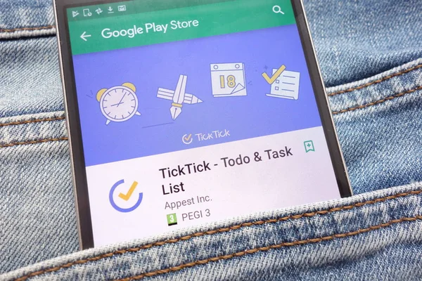 Konskie Lengyelország 2018 Június Ticktick Todo Feladat Lista App Google — Stock Fotó