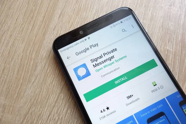 Konskie Poland June 2018 Signal Private Messenger App Google Play — Stock Photo, Image