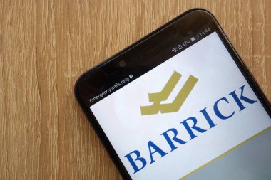 Konskie, Polonya - 21 Temmuz 2018: modern bir akıllı telefon üzerinde görüntülenen Barrick Gold web sitesi