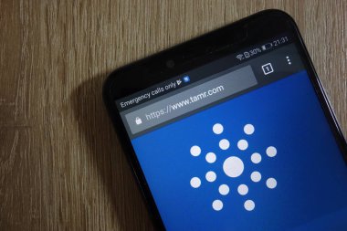 Konskie, Polonya - 26 Temmuz 2018: modern bir akıllı telefon üzerinde görüntülenen Tamr Web sitesi