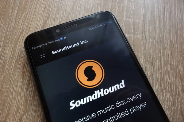 Konskie 2018年7月26日 Soundhound 网站上显示的现代智能手机 — 图库照片