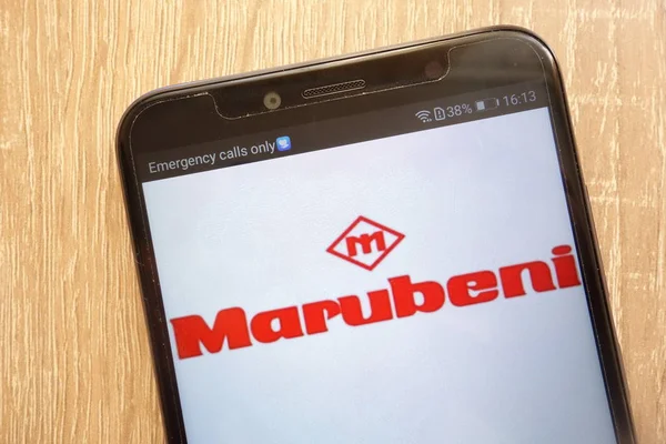 Haarlem Polen Augusti 2018 Marubeni Logotyp Visas Modern Smartphone — Stockfoto