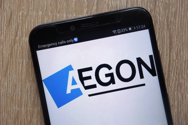 Konskie Poland August 2018 Aegon Logo Displayed Modern Smartphone — Stock Photo, Image