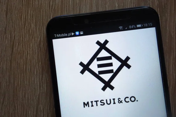 Konskie Polonia Agosto 2018 Logotipo Mitsui Muestra Smartphone Moderno —  Fotos de Stock