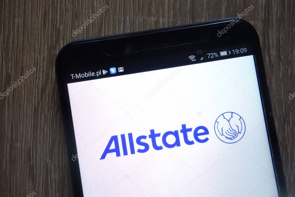 KONSKIE, POLAND - AUGUST 11, 2018: Allstate logo displayed on a modern smartphone