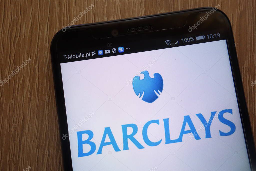 KONSKIE, POLAND - AUGUST 18, 2018: Barclays logo displayed on a modern smartphone