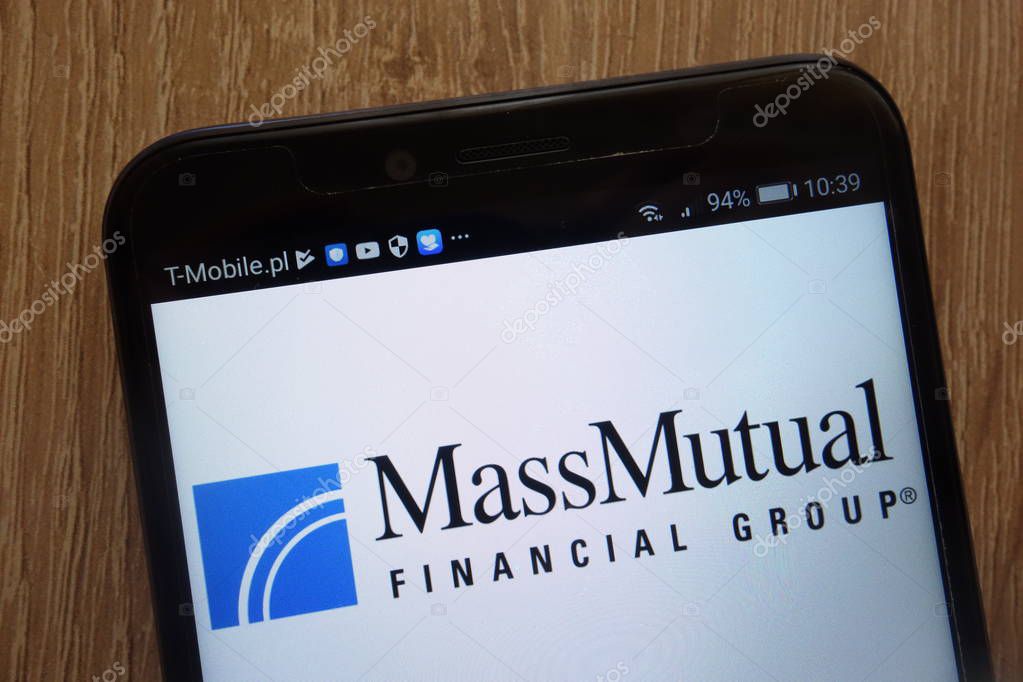KONSKIE, POLAND - AUGUST 18, 2018: MassMutual Financial Group logo displayed on a modern smartphone