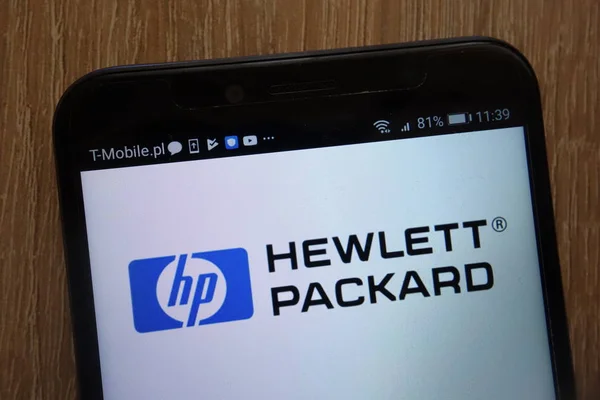 Konskie Polonia Agosto 2018 Hewlett Packard Logo Exhibido Smartphone Moderno —  Fotos de Stock