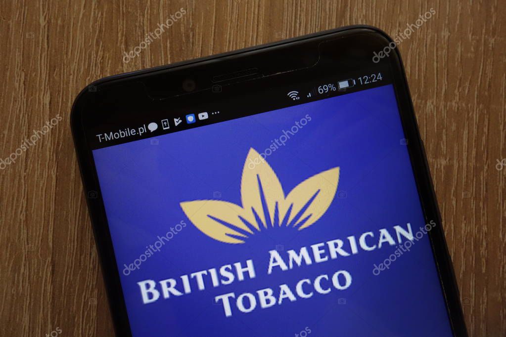 KONSKIE, POLAND - AUGUST 18, 2018: British American Tobacco logo displayed on a modern smartphone