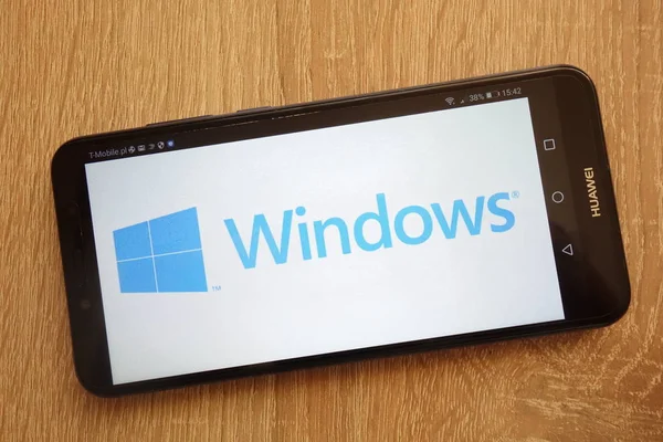 Konskie Polsko Září 2018 Microsoft Windows Logo Zobrazené Moderní Smartphone — Stock fotografie