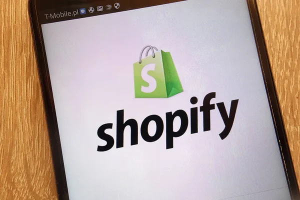 Konskie Polen 2018 Shopify Logo Auf Modernem Smartphone — Stockfoto