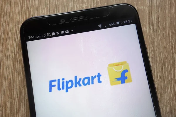 Konskie Pologne Septembre 2018 Logo Flipkart Est Affiché Sur Smartphone — Photo