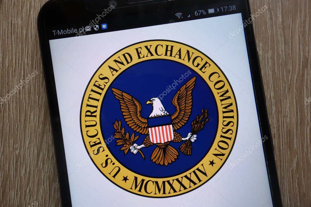 KONSKIE, POLAND - SEPTEMBER 06, 2018: U.S. Securities and Exchange Commission logo displayed on a modern smartphone