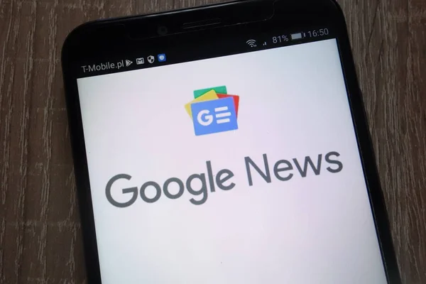 Konskie Polónia Setembro 2018 Logotipo Google News Exibido Smartphone Moderno — Fotografia de Stock