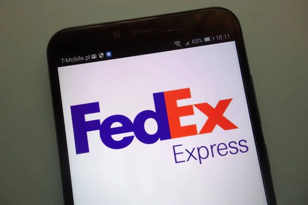 Konskie Poland September 2018 Fedex Express Logo Smartphone — Stock Photo, Image