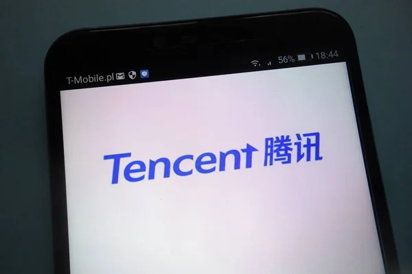 คอนสก โปแลนด นยายน 2018 โลโก Tencent บนสมาร ทโฟน — ภาพถ่ายสต็อก