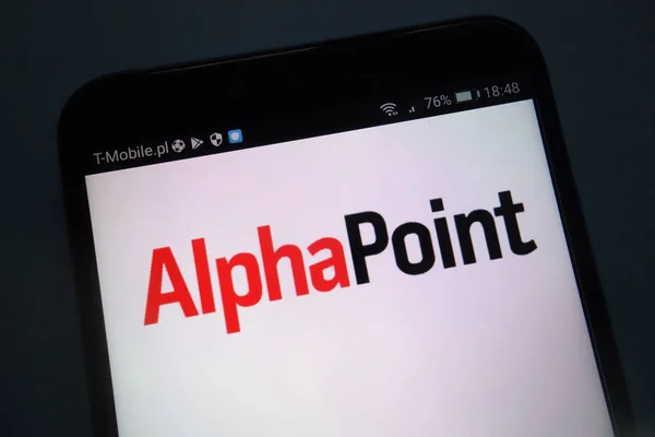 Konskie Poland Сентября 2018 Года Логотип Alphapoint Смартфоне — стоковое фото