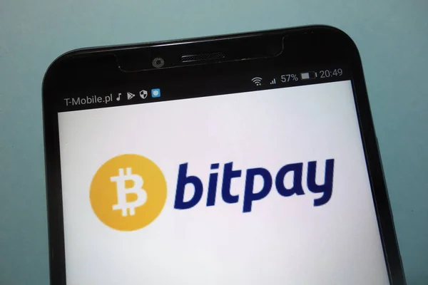 Konskie Polonia Septiembre 2018 Logotipo Bitpay Teléfono Inteligente — Foto de Stock