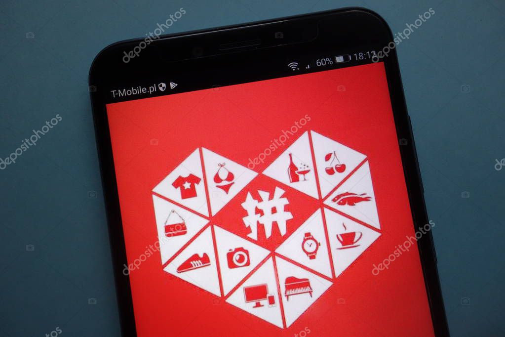 KONSKIE, POLAND - SEPTEMBER 23, 2018: PinDuoDuo e-commerce platform logo on smartphone