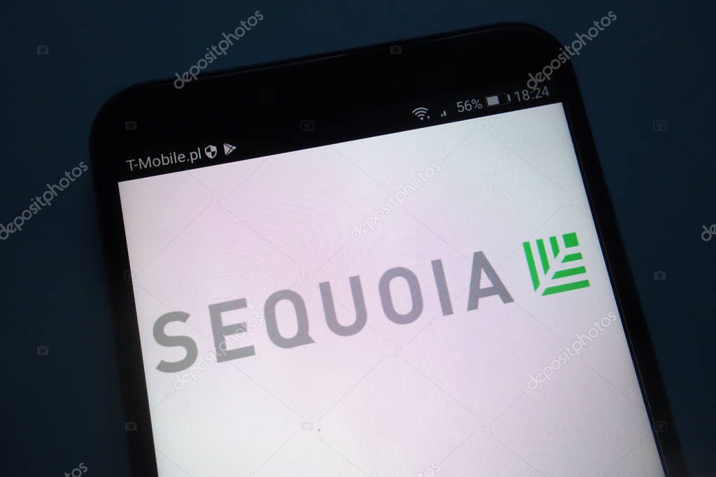 KONSKIE, POLAND - SEPTEMBER 22, 2018: Sequoia Capital logo on smartphone