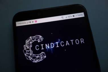 Konskie, Polonya - 28 Ekim 2018: Cindicator (Cnd) logosuna smartphone