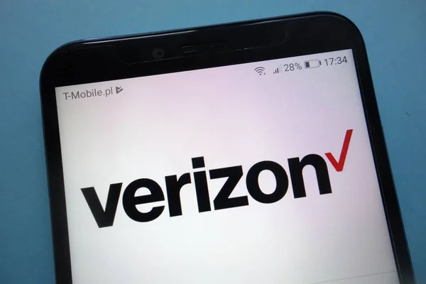 Konskie Польща Вересня 2018 Verizon Комунікацій Логотип Смартфон — стокове фото
