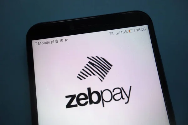 Konskie Pologne Septembre 2018 Logo Zebpay Sur Smartphone — Photo