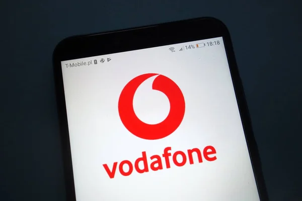 Konskie Polonia Septiembre 2018 Logotipo Vodafone Teléfono Inteligente — Foto de Stock