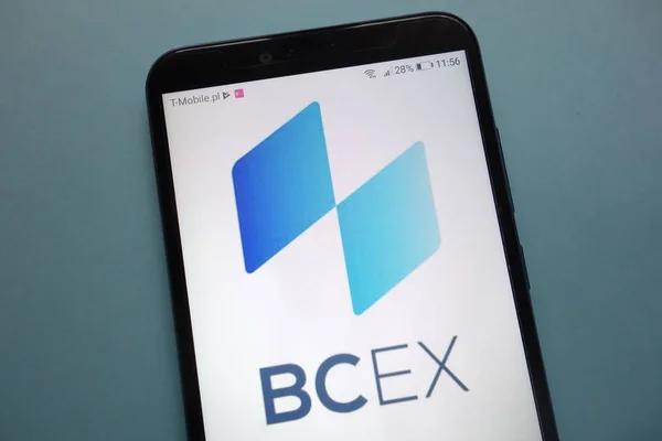 Konskie Polonia Noviembre 2018 Bcex Cryptocurrency Exchange Logo Smartphone — Foto de Stock