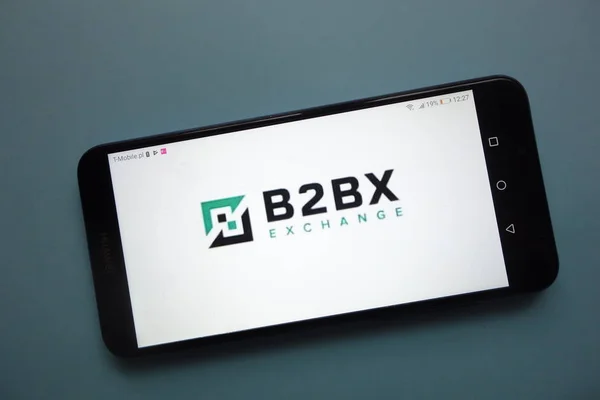 Konskie Polonia Noviembre 2018 Logotipo B2Bx Exchange Teléfono Inteligente — Foto de Stock