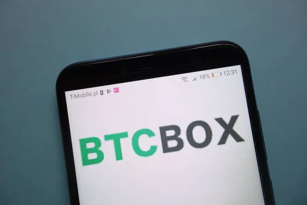 Konskie Polonia Noviembre 2018 Btcbox Cryptocurrency Exchange Logo Smartphone — Foto de Stock