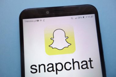 Konskie, Polonya - 12 Kasım 2018: smartphone üzerinde görüntülenen Snapchat logosu