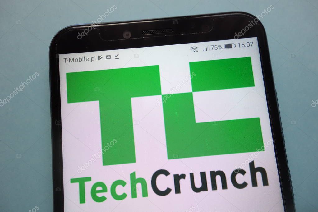 KONSKIE, POLAND - November 12, 2018: TechCrunch logo displayed on smartphone